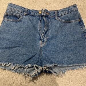 Zara Blue Jean Shorts with Frayed Hem